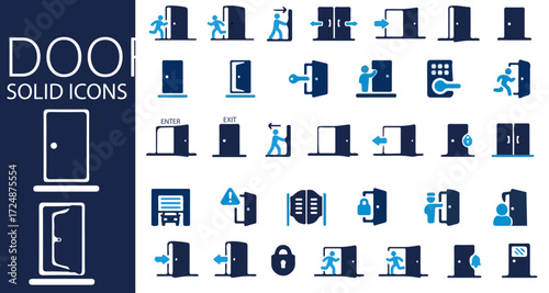 Door & Entrance Solid Icons | Open, Closed & Locked Vector Pack