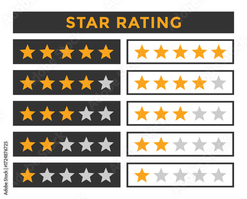 Star Rating symbol. Five Stars Rating Symbol - Customer Review and Quality Feedback Icon Vector.