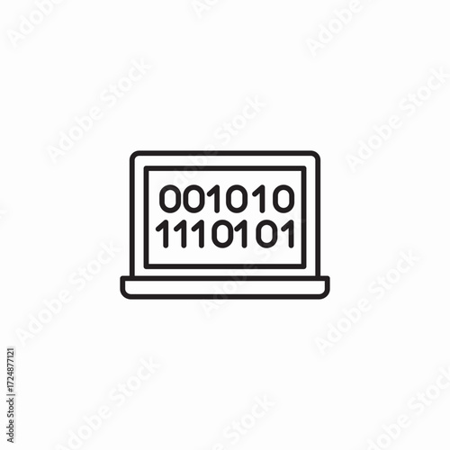 binary code laptop icon sign vector
