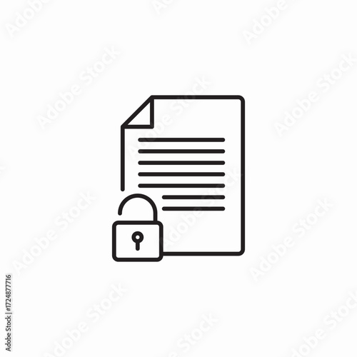 document with open lock icon sign vector