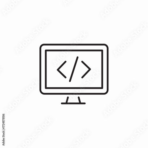 monitor coding icon sign vector