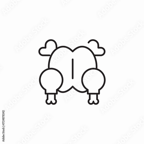 roasted chicken with bones icon sign vector