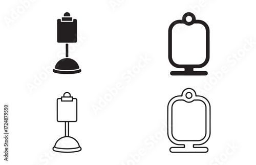 Chart holder icon silhouette and outline vector