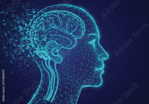 Intriguing human brain network visualization showcasing artificial intelligence and cognitive function, perfect for technology and science marketing campaigns