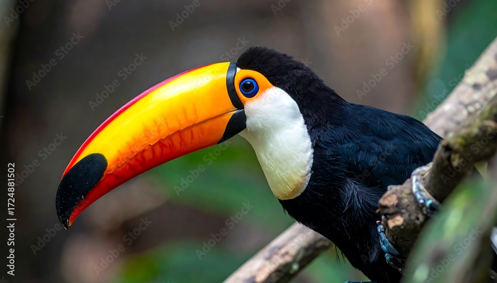 Naklejka premium Close-up toucan on branch
