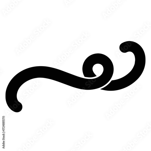 Decorative black swirl design in minimalist style  
