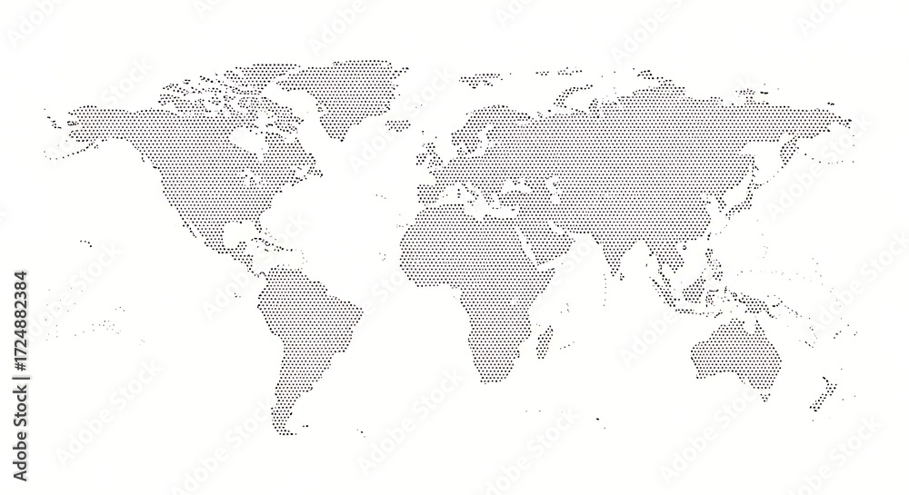 Fototapeta premium Global grid: A dotted world map illustration conveying connection and unity across continents emphasizing a modern and