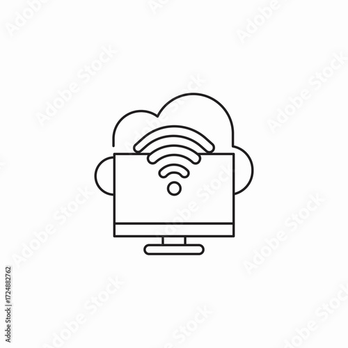 computer wifi cloud icon sign vector