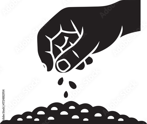 Human hand sowing seeds in fertile soil symbolizing growth agriculture and new beginnings