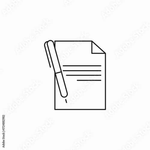 document and pen icon sign vector