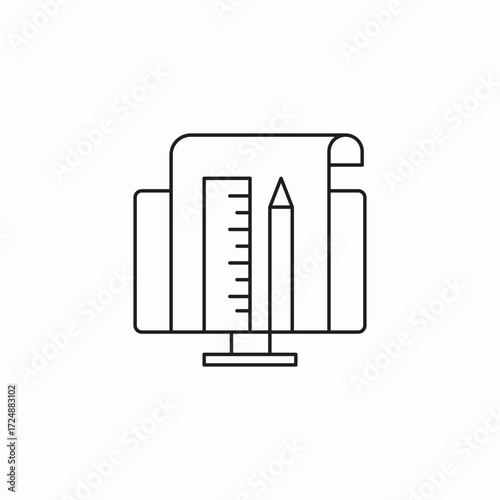 drafting on screen icon sign vector