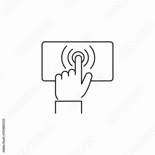 hand tapping screen icon sign vector