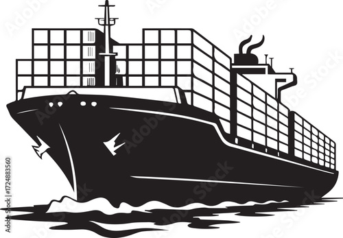 Massive cargo ship sailing across the ocean carrying numerous shipping containers for global trade