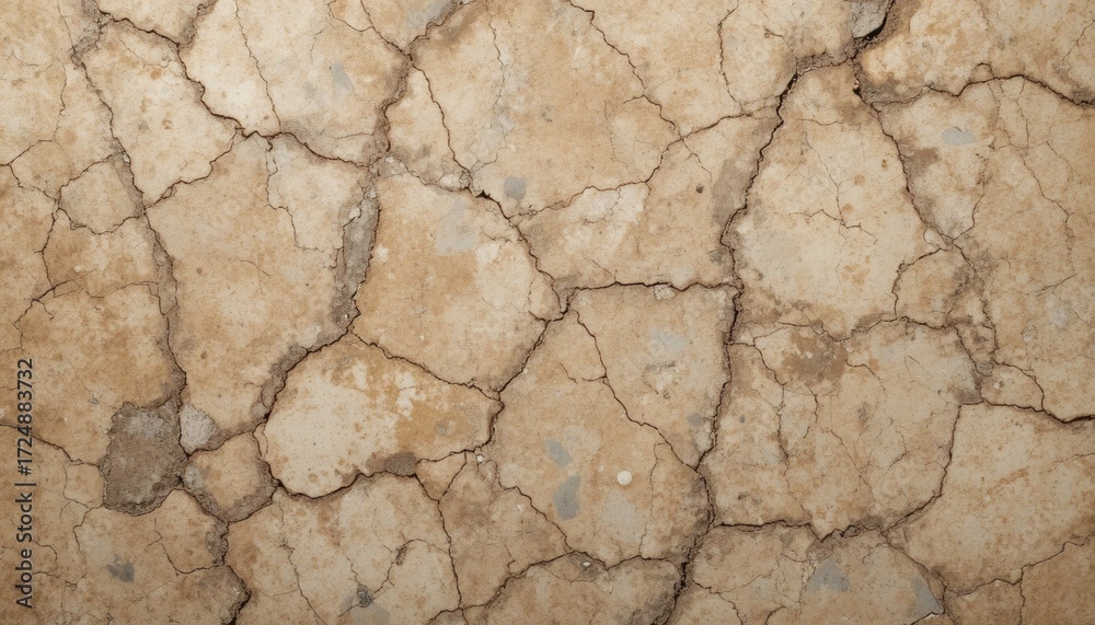 Fototapeta premium Cracked earth texture offers a raw, organic feel for backgrounds, website design, and gritty artistic projects, perfect for conveying desolation or drought