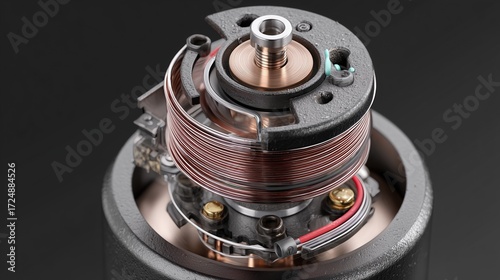 Wallpaper Mural Hall effect joystick disassembled, detailed view of magnets, electrical conductors, and internal components, high-resolution macro shot, realistic textures, scientific product illustration Torontodigital.ca