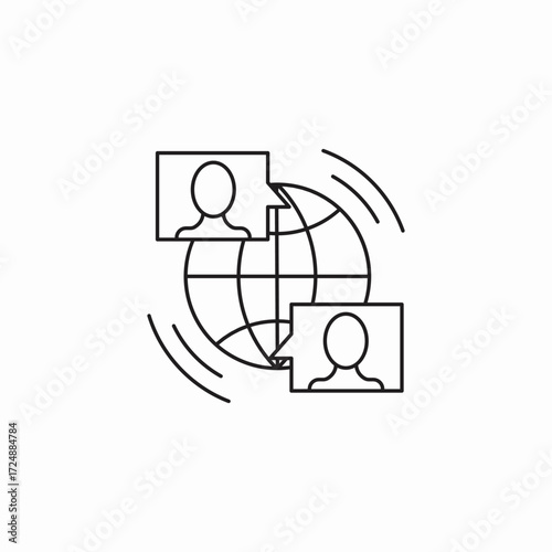 worldwide video call icon sign vector