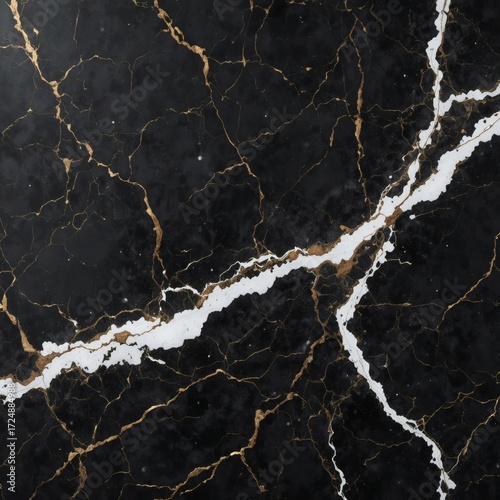 Stunning abstract black marble texture with elegant gold and white veins, perfect for luxurious modern designs and sophisticated backgrounds