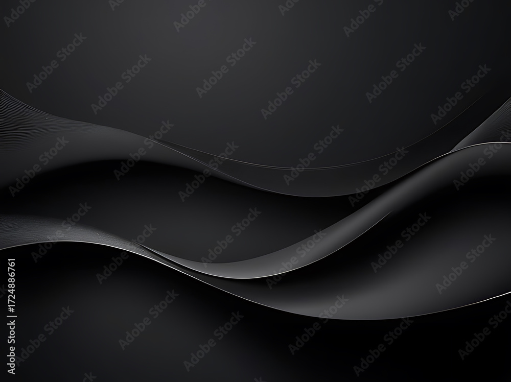 Fototapeta premium Elegant Black Gradient with Wave Textures, Luxury Background for Premium Visuals, AI