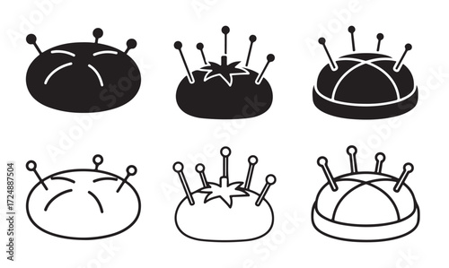 Pin cushion icon silhouette and outline vector