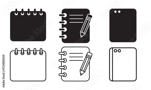 Sketchbook icon silhouette and outline vector