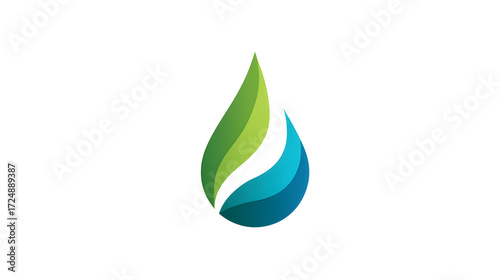 Eco water leaf logo design in green and blue colors