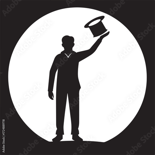 Gentleman Tipping Hat Silhouette greeting