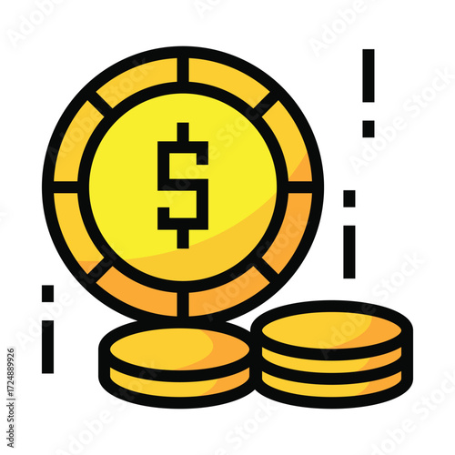 Stack of golden coins with dollar sign