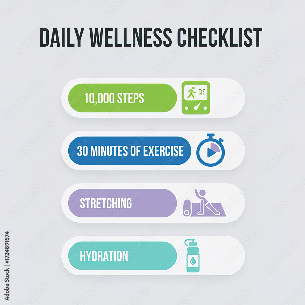 Obraz premium Daily Wellness Checklist for a Balanced Life