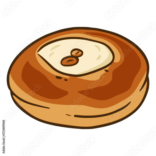 Vatrushka Russian sweet pastry flat color vector illustration template design