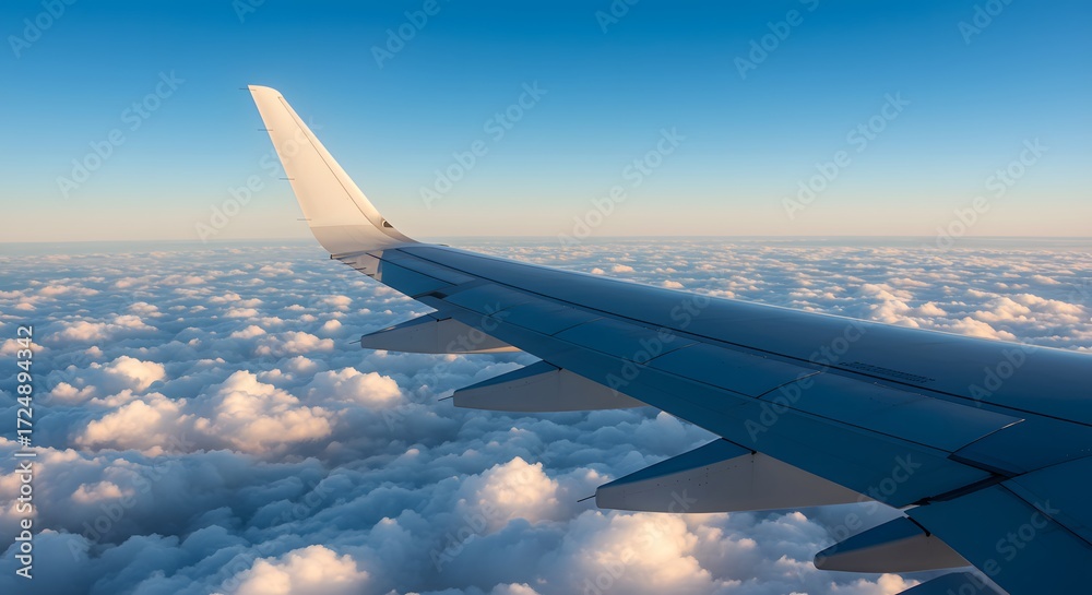 Obraz premium Airplane wing above clouds
