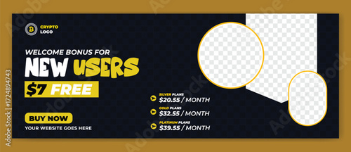 Cryptocurrency and bitcoin facebook cover template
