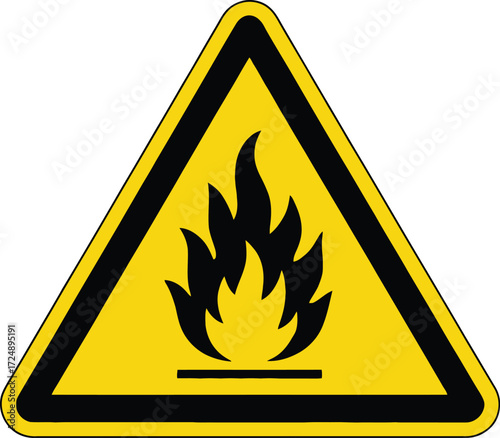 Cautionary warning sign indicating a fire hazard.