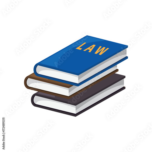 Stack of three law books top one blue with yellow text