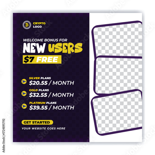 Cryptocurrency and bitcoin social media Post, Banner, Poster, Ads template design