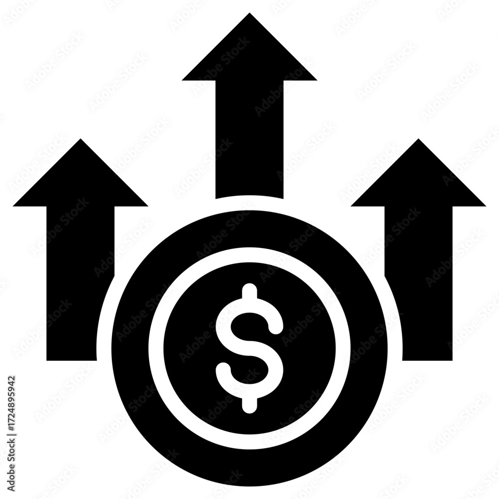 Obraz premium Increase icon for economy macro, business, website, application, printing, document, poster design, etc