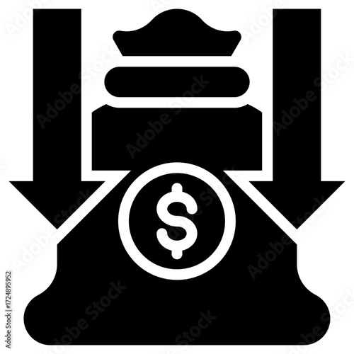 Reduce cost icon for economy macro, business, website, application, printing, document, poster design, etc