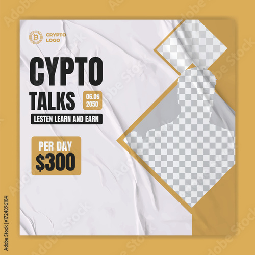 Cryptocurrency and bitcoin social media Post, Banner, Poster, Ads template design