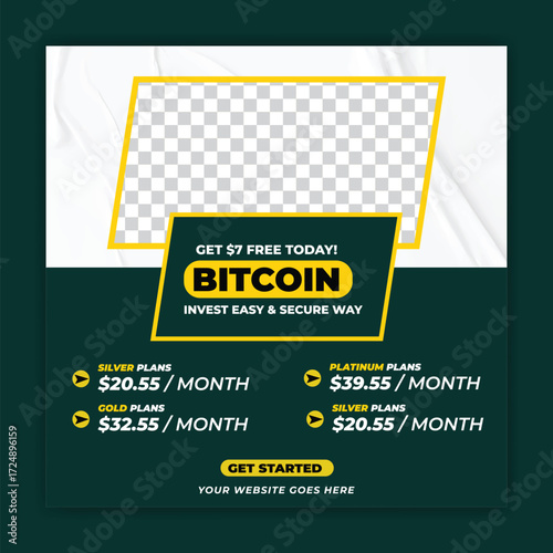 Cryptocurrency and bitcoin social media Post, Banner, Poster, Ads template design