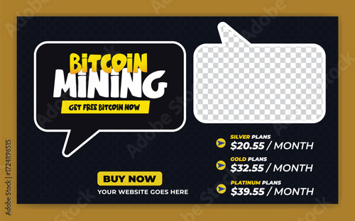 Cryptocurrency and bitcoin web banner or thumbnail template
