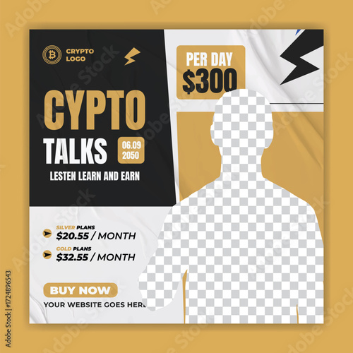 Cryptocurrency and bitcoin web banner or thumbnail template
