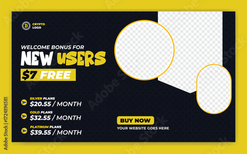 Cryptocurrency and bitcoin web banner or thumbnail template
