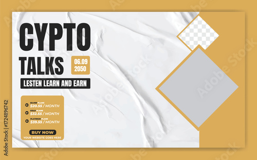 Cryptocurrency and bitcoin web banner or thumbnail template
