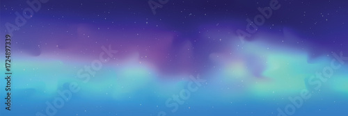 Polar lights, aurora borealis, starry sky, northern landscapes, vector illustration
