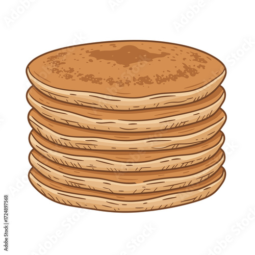 Vector illustration of a stack of delicious pancakes in a warm design