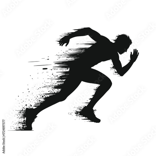 Dynamic silhouette of a runner in motion