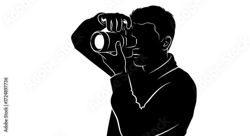 Creative Capture Silhouette of a Male Photographer Composing a Perfect Shot with a Camera