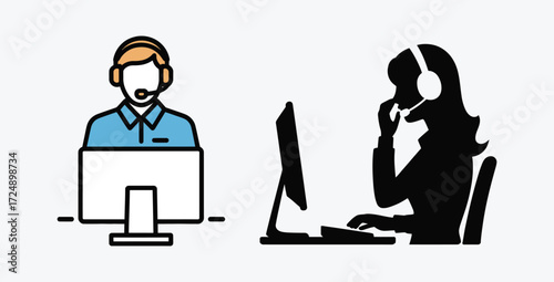 Call center agents provide customer service support in an illustration