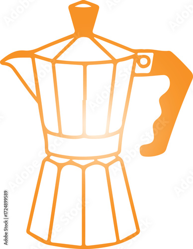 Orange Outline Moka Pot Coffee Maker Icon stovetop