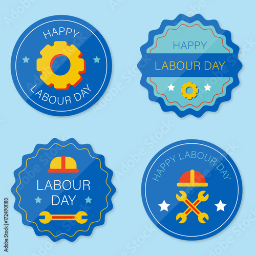 Flat design labour day labels