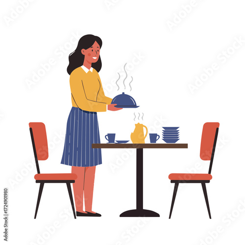 Mother art icon prepare food for dinner